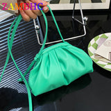 Cloud Bag Ruched PU Leather Shoulder Bags Crossbody Clutch