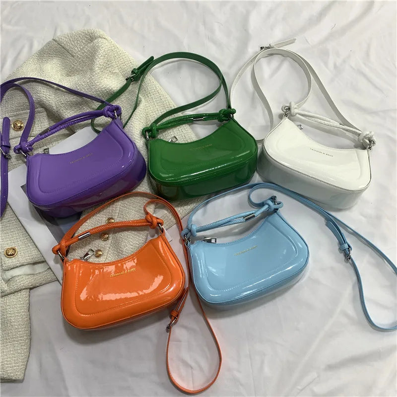 Candy Colors Half-Moon Shoulder Bag For Women Crossbody Handbag Tote