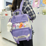 Women Canvas Backpack Waterproof Laptop Backpack 15 Pink