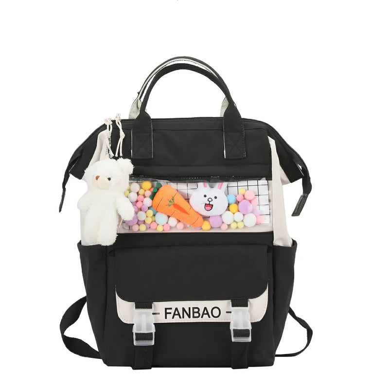 Women Canvas Backpack Waterproof Laptop Backpack 15 Pink