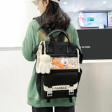 Women Canvas Backpack Waterproof Laptop Backpack 15 Pink