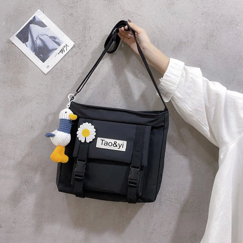 Messenger Bag Waterproof Crossbody Student Nylon Canvas Satchel