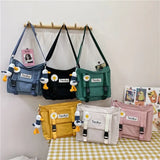 Messenger Bag Waterproof Crossbody Student Nylon Canvas Satchel