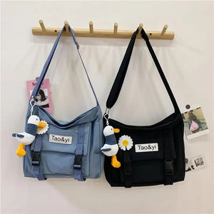 Messenger Bag Waterproof Crossbody Student Nylon Canvas Satchel