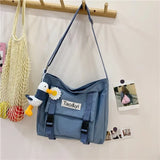 Messenger Bag Waterproof Crossbody Student Nylon Canvas Satchel