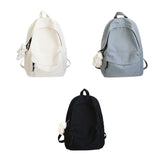 Canvas Backpack Daypack School Bag with Bear Pendant for Students Girl Gift