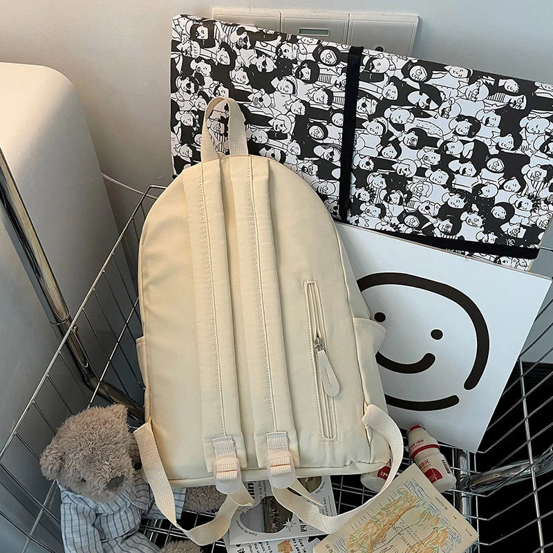 Canvas Backpacks For Women Solid Cloth School Bags For Teenage Girls