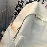 Canvas Backpacks For Women Solid Cloth School Bags For Teenage Girls