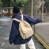 Canvas Backpacks Women Solid Large Capacity School Bags Retro Ulzzang