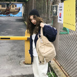 Canvas Backpacks Women Solid Large Capacity School Bags Retro Ulzzang