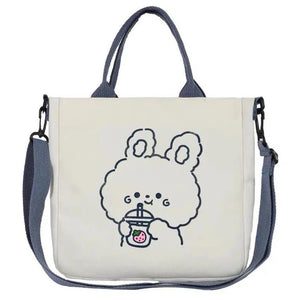 Canvas Bear Shoulder Bag Animal Pattern Small Square Bag