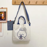 Canvas Bear Shoulder Bag Animal Pattern Small Square Bag