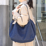 Denim Chain Handbag Large Capacity Bag for Women