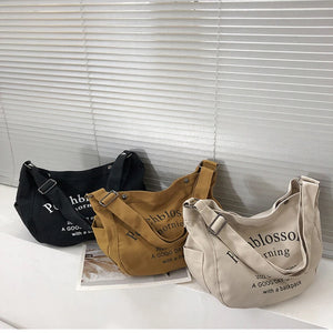 Canvas Bag Female All-match Tote Bag Student Large-capacity Messenger Bag