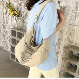 Canvas Bag Female All-match Tote Bag Student Large-capacity Messenger Bag