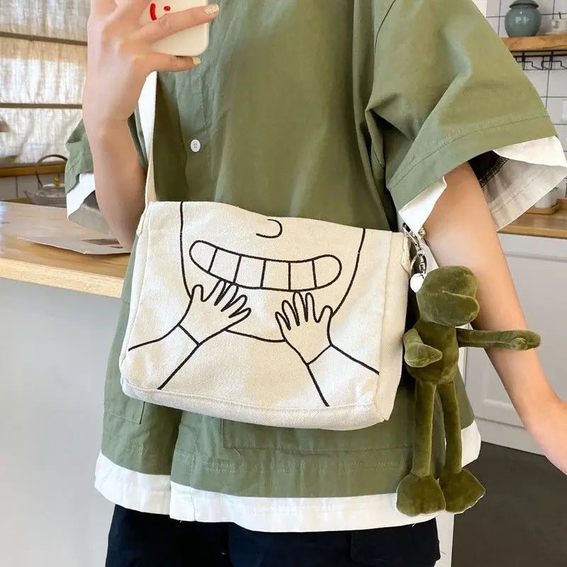Canvas Bag Female Student Crossbody Bags Funny Girly Shoulder Bag