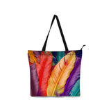 Canvas Bag Feather Printed Casual Handbags Bags Lightweight Shoulder Bags