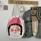 Canvas Bag Large Capacity Shoulder Bags Women Cartoon Print Handbag