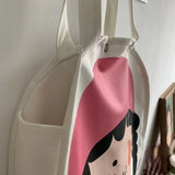 Canvas Bag Large Capacity Shoulder Bags Women Cartoon Print Handbag