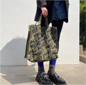 Vintage Canvas Shoulder Bag Zipper Handbag