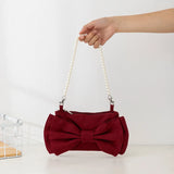 Pearl Hand Bag Shoulder Bag Big Bow Underarm Bag