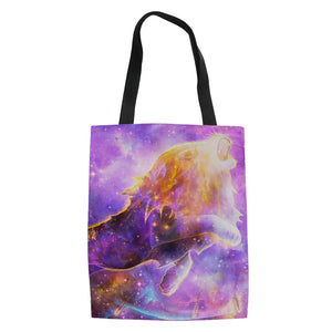 Starry Sky Animal Pattern Reusable Grocery Bag Shoulder Pouch