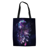Starry Sky Animal Pattern Reusable Grocery Bag Shoulder Pouch