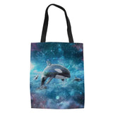 Starry Sky Animal Pattern Reusable Grocery Bag Shoulder Pouch