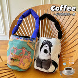 Canvas Bucket Bag Women Student Messenger Handbag