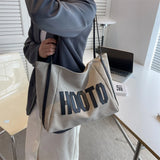 Canvas Bag Women Casual Letter Large Capacity Shoulder Bag