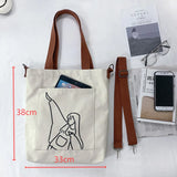 Canvas Messenger Bag Large Capacity Shopping Bag for Women