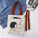 Canvas Messenger Bag Large Capacity Shopping Bag for Women