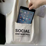 Canvas Bag Women Shoulder Bag Harajuku Cotton Shopping Bag Retro Literary Ladies