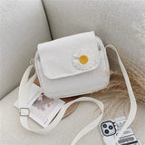 Canvas Bag Women's All-Match Messenger Bag Daisy Embroidered Crossbody