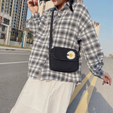 Canvas Bag Women's All-Match Messenger Bag Daisy Embroidered Crossbody