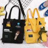 Women's Small Canvas Shoulder Bag Eco Tote Schoolbag Purse