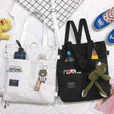 Women's Small Canvas Shoulder Bag Eco Tote Schoolbag Purse