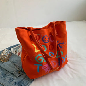 Rainbow Letter Handbag Shoulder Bag Large Capacity Tote Bag