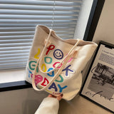Rainbow Letter Handbag Shoulder Bag Smiling Face Tote Bags