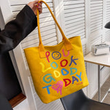 Rainbow Letter Handbag Shoulder Bag Large Capacity Tote Bag