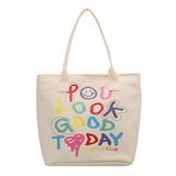 Rainbow Letter Handbag Shoulder Bag Smiling Face Tote Bags