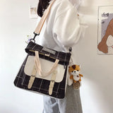 Canvas Messenger Bag Women's School College Large Capacity Backpack