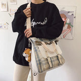 Canvas Messenger Bag Women's School College Large Capacity Backpack