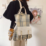 Canvas Messenger Bag Women's School College Large Capacity Backpack