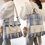 Canvas Messenger Bag Women's School College Large Capacity Backpack