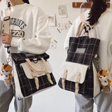 Canvas Messenger Bag Women's School College Large Capacity Backpack