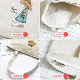 Canvas Shoulder Bag Large Tote Shopping Zipper Handbag