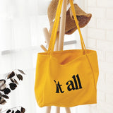 Women Handbag Large Capacity Shoulder Bag Letters Print Canvas Bag