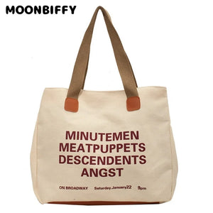 Women's Canvas Shoulder Bag Vintage Buckle Tote