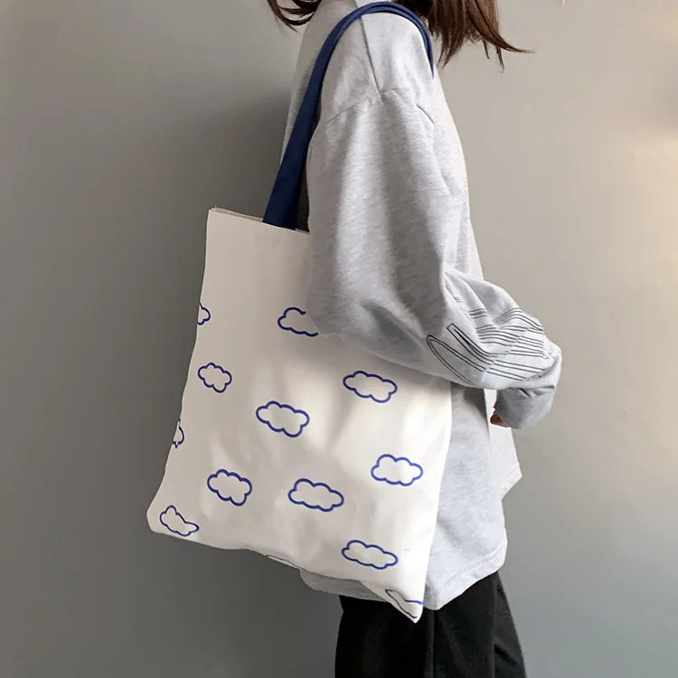 Clouds Printing Tote Bag Lady Casual Eco Cotton Cloth Shopper Bag